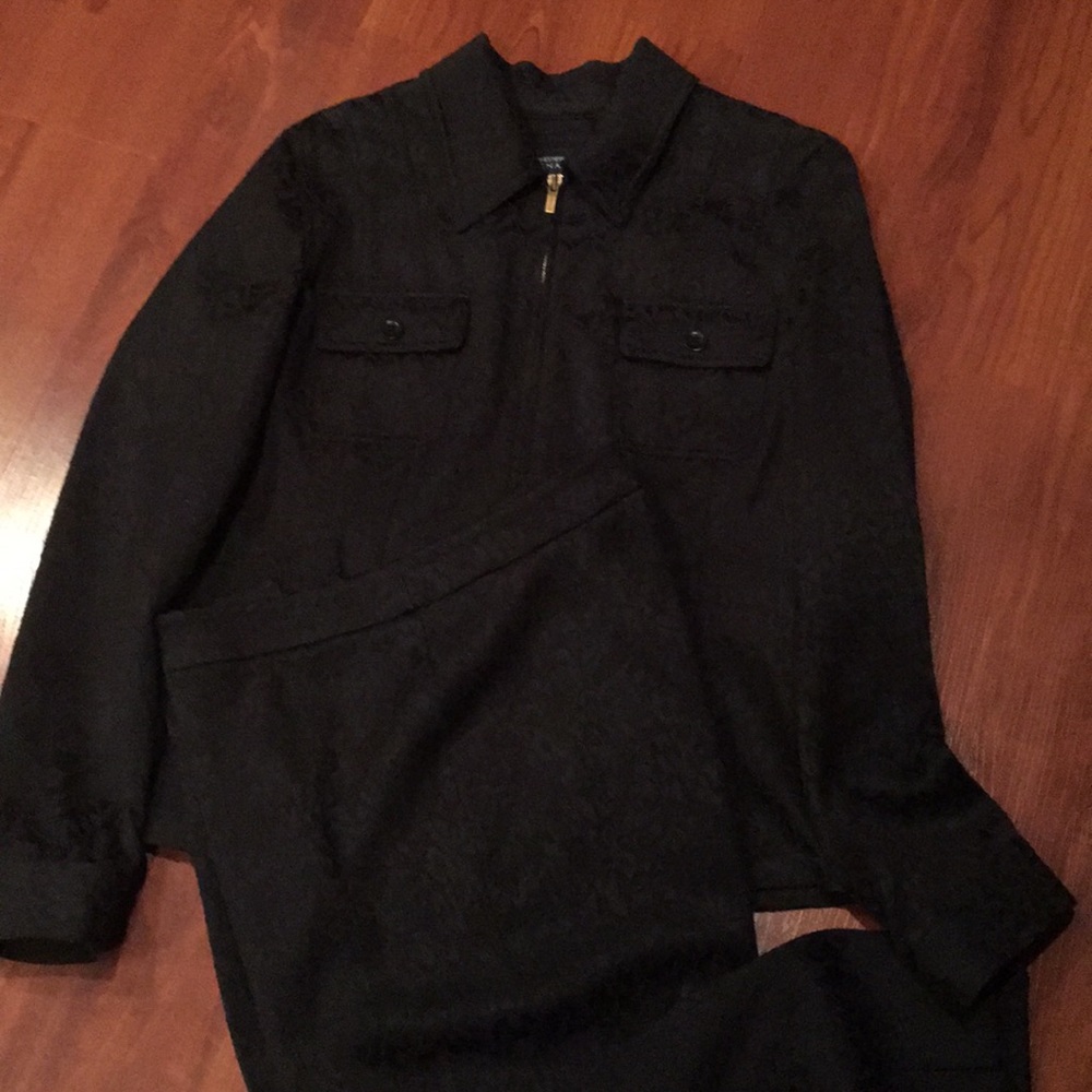 Black printed suit